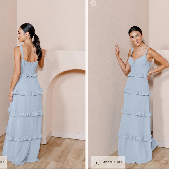 Revelry Sloane Chiffon Tiered Dress in Periwinkle 4 - Picture 2 of 14